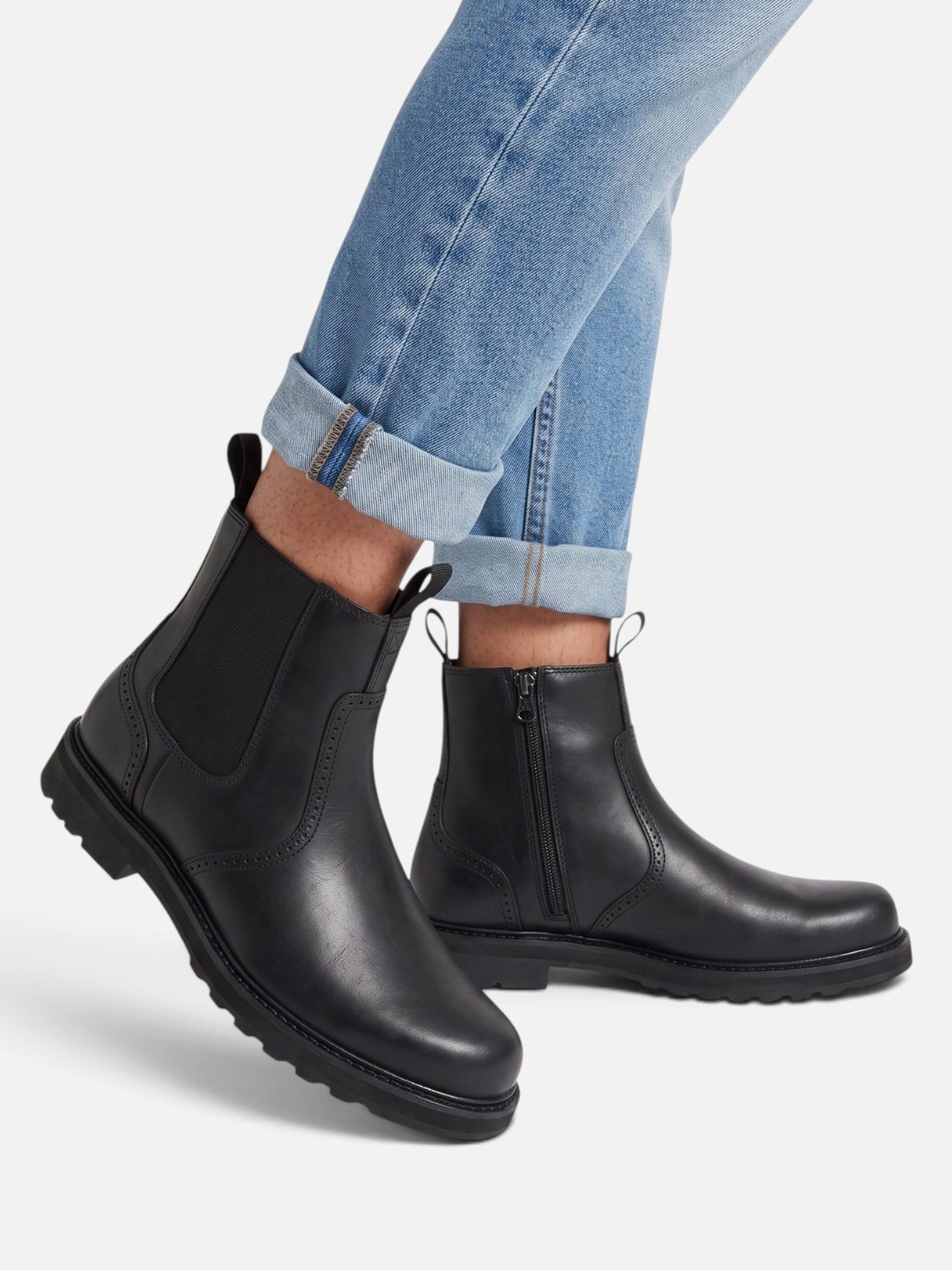 Bottines Chelsea à motif brogue et fermeture éclair pour homme | Idéales pour l'automne