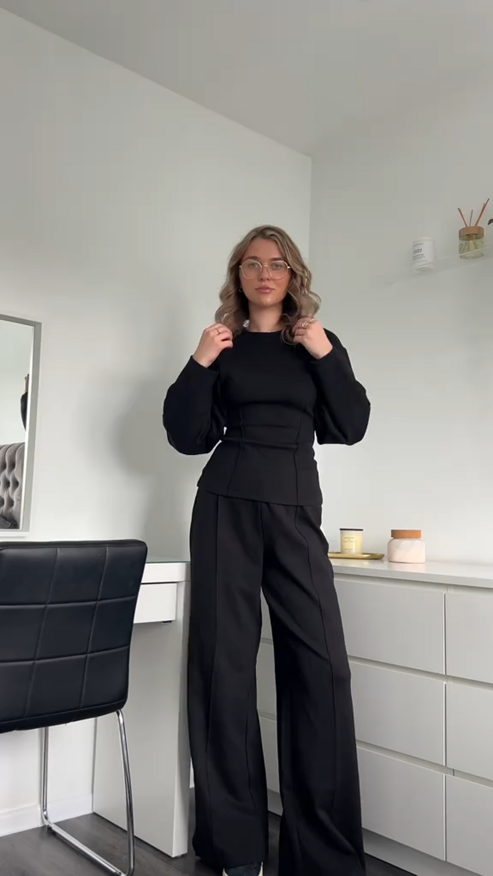 Ensemble Deux Pièces avec Haut Ample Et Pantalon Large Taille Haute pour Femme | Idéal pour La Maison Et Les Sorties Décontractées