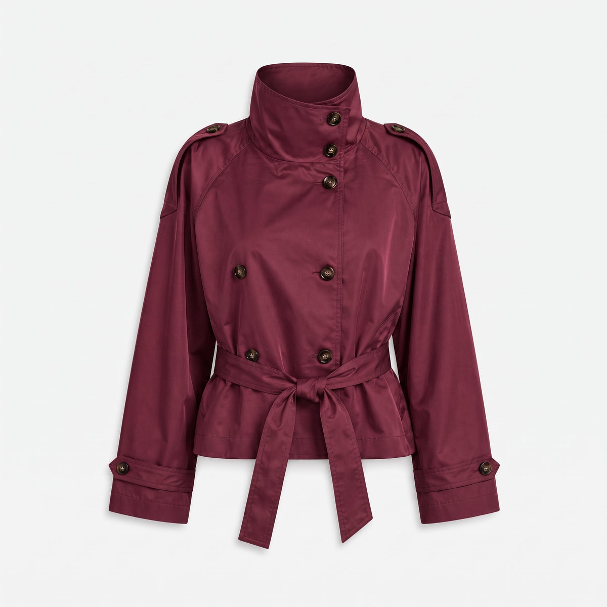 Veste trench courte croisée pour femmes