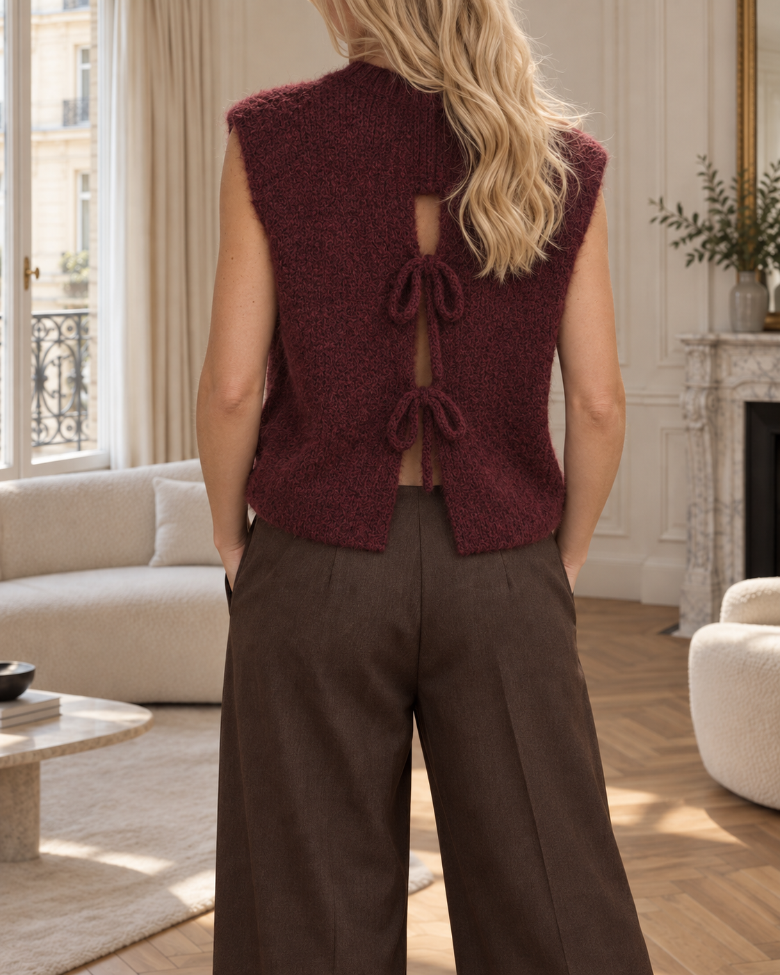 Pantalon large taille haute pour femmes