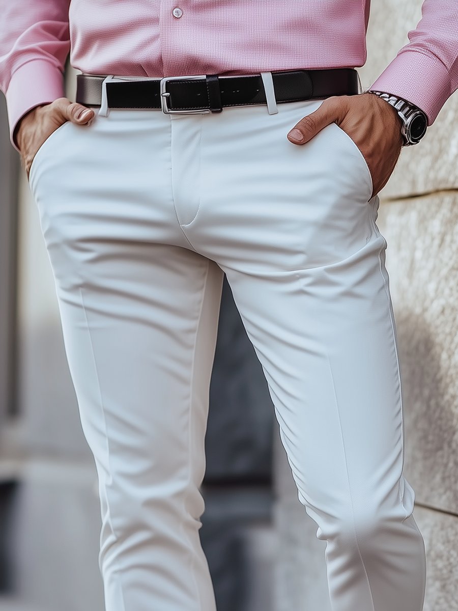 Pantalon de Costume Uni à Coupe Ajustée pour Homme | Idéal pour les Occasions Formelles