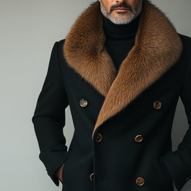 Manteau avec Col Revers Et Col Imitation Fourrure pour Homme | Idéal pour Toutes Les Saisons