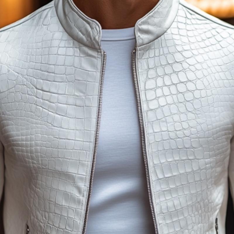 Veste zippée à motif texturé pour hommes