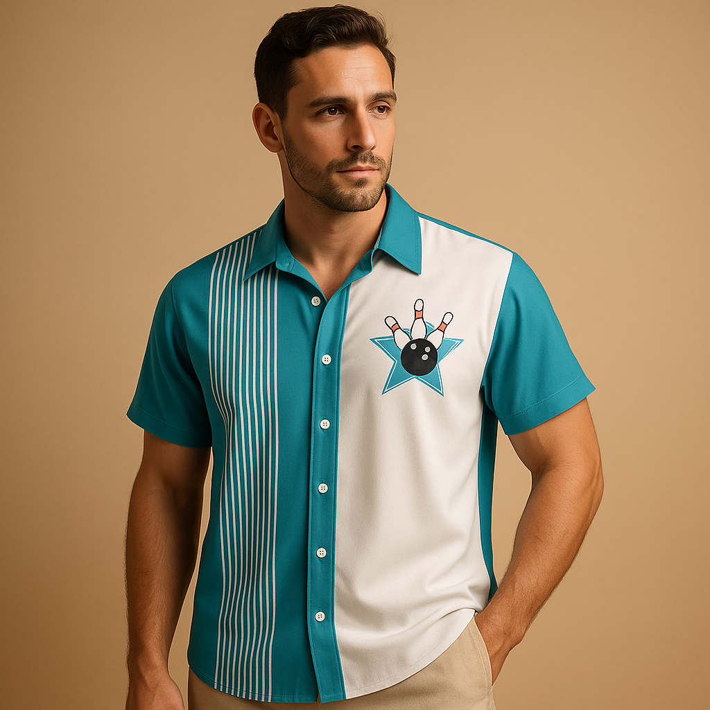 Polo à Imprimé Bowling avec Col Classique pour Homme | Idéal pour un Usage Décontracté