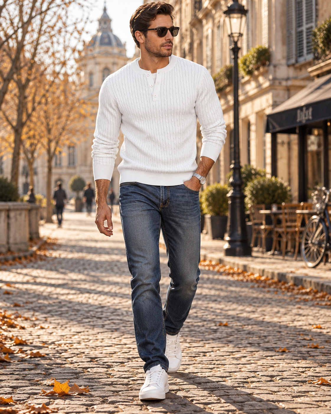 Pull à col boutonné pour hommes