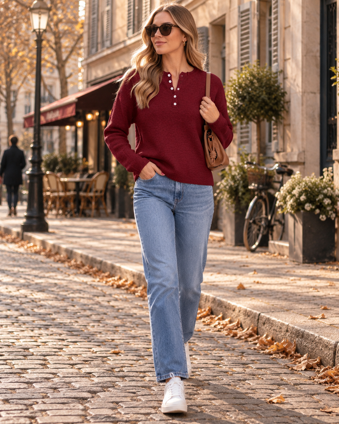 Pull col boutonné pour femmes