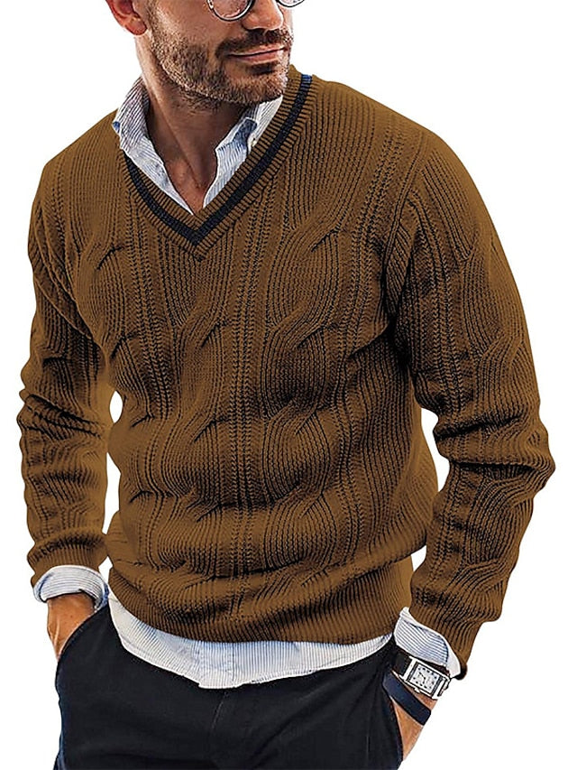 Pull à Manches Longues avec Col Classique pour Homme | Idéal pour Bureau et Hiver