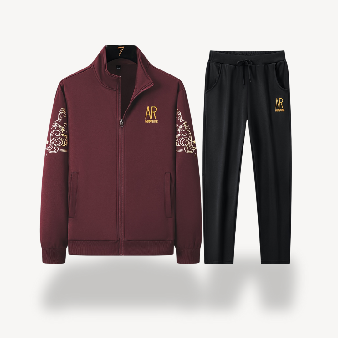 Ensemble Veste Et Pantalon De Survêtement pour Homme avec Finitions Dorées | Idéal pour Le Sport Et Les Loisirs