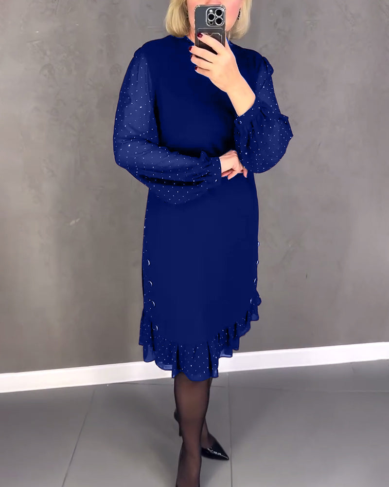 Robe à pois manches longues pour femmes