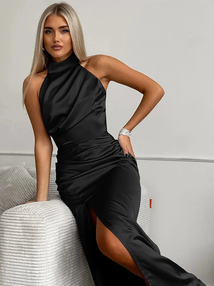 Robe de soirée à col halter pour femmes