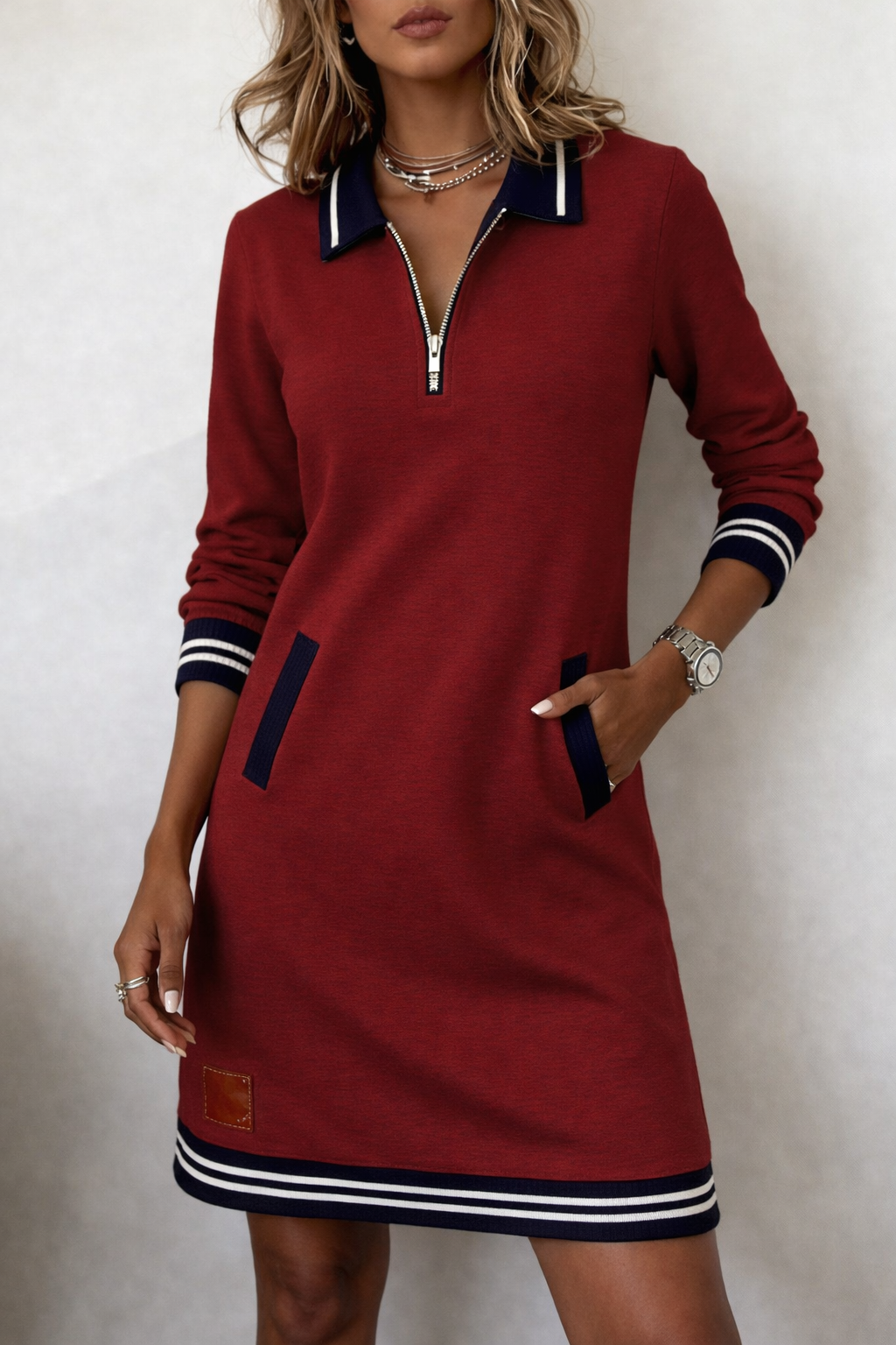 Robe pull à col zippé pour femmes