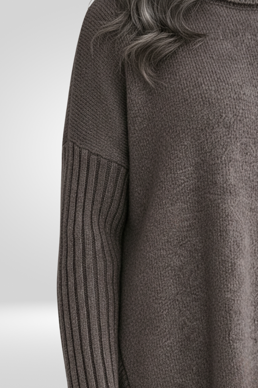 Pull col roulé ourlet asymétrique pour femmes