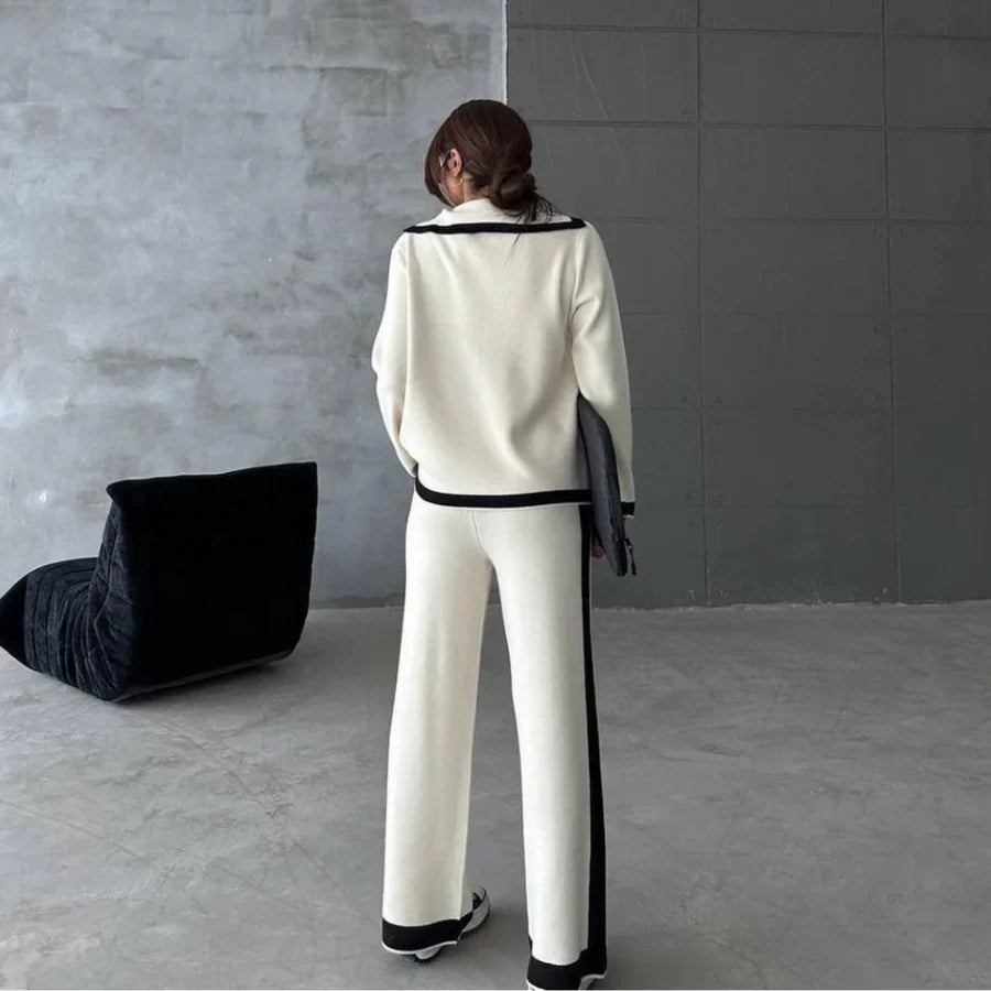 Ensemble Deux Pièces avec Crop Top Et Pantalon Taille Haute pour Femme | Idéal pour Tenue Décontractée Ou Soirée