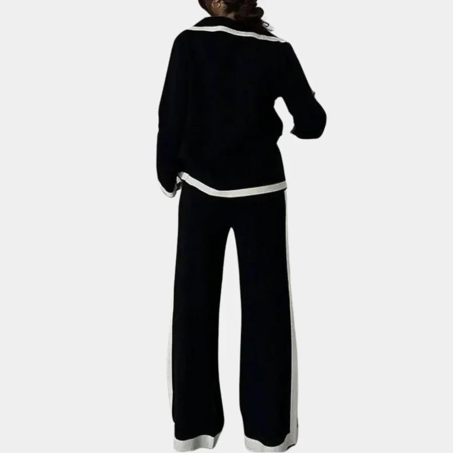 Ensemble Deux Pièces avec Crop Top Et Pantalon Taille Haute pour Femme | Idéal pour Tenue Décontractée Ou Soirée