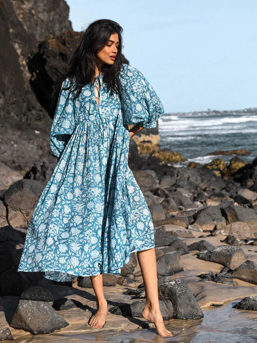 Robe Longue à Coupe Fluide pour Femme | Idéale pour Été et Sorties Décontractées