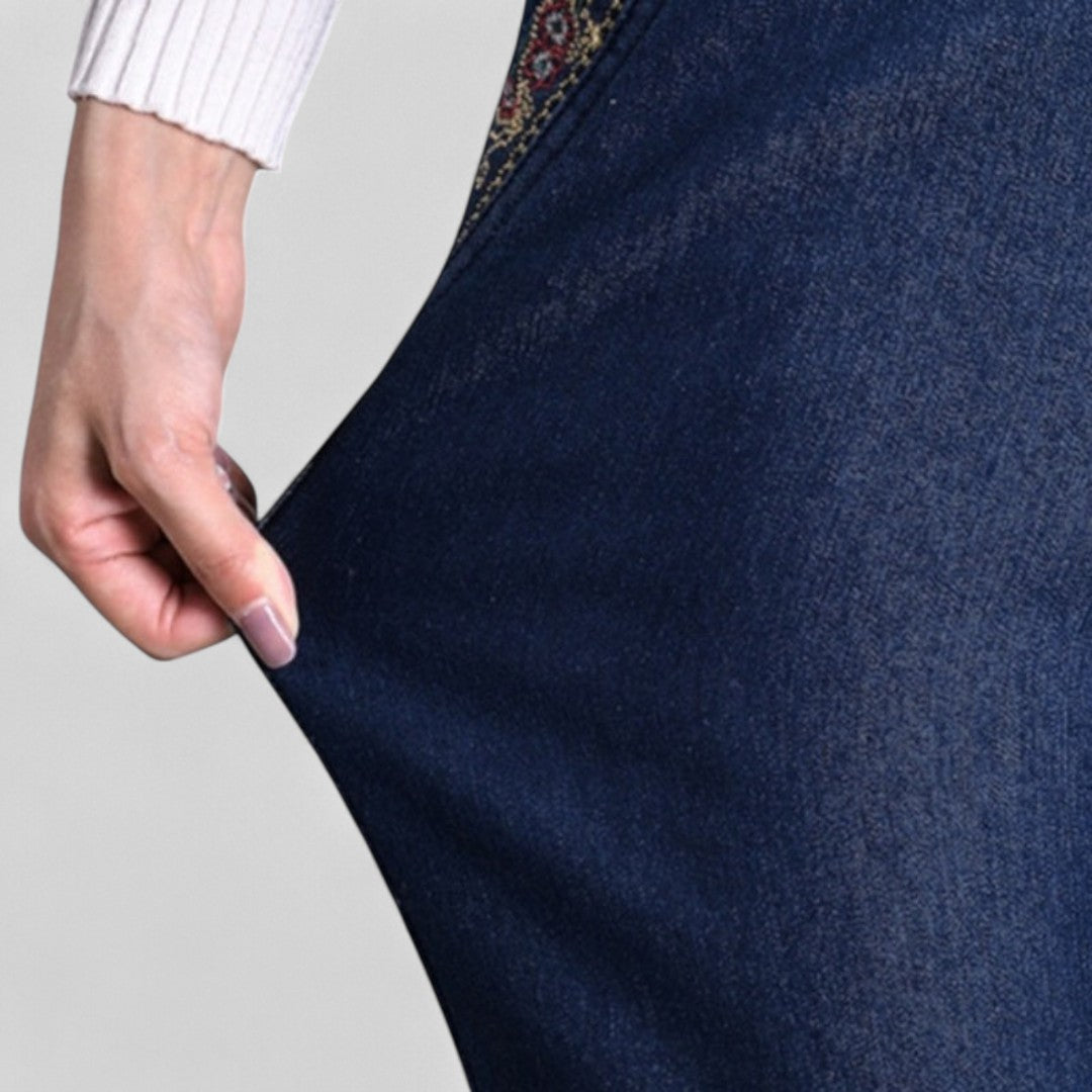Jean à Taille Élastique avec Poches Latérales pour Femme | Idéal pour un Usage Quotidien