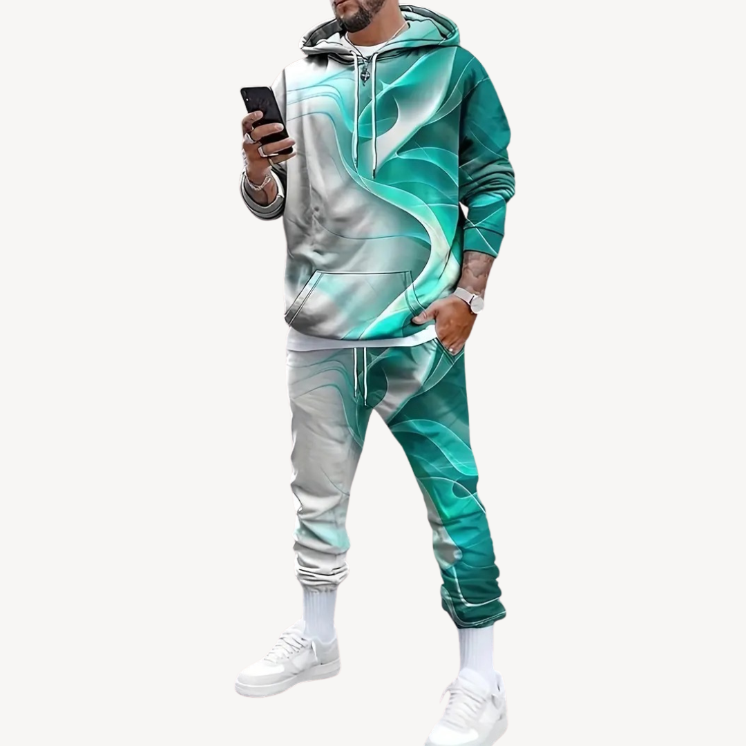 Ensemble Survêtement Homme avec Hoodie Zippé Et Motif Dégradé | Idéal pour Les Loisirs Et Le Quotidien