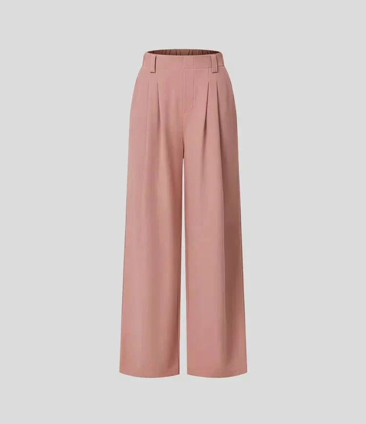 Pantalon Taille Haute avec Ceinture Élastique au Dos pour Femme | Idéal pour le Bureau ou un Usage Quotidien