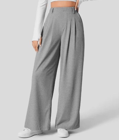 Pantalon Taille Haute avec Ceinture Élastique au Dos pour Femme | Idéal pour le Bureau ou un Usage Quotidien
