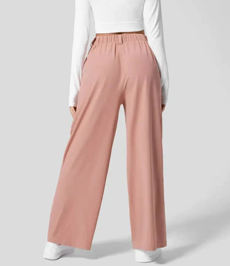 Pantalon Taille Haute avec Ceinture Élastique au Dos pour Femme | Idéal pour le Bureau ou un Usage Quotidien