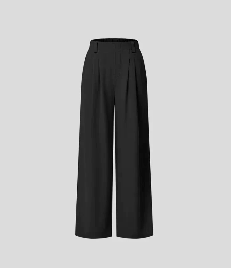 Pantalon Taille Haute avec Ceinture Élastique au Dos pour Femme | Idéal pour le Bureau ou un Usage Quotidien