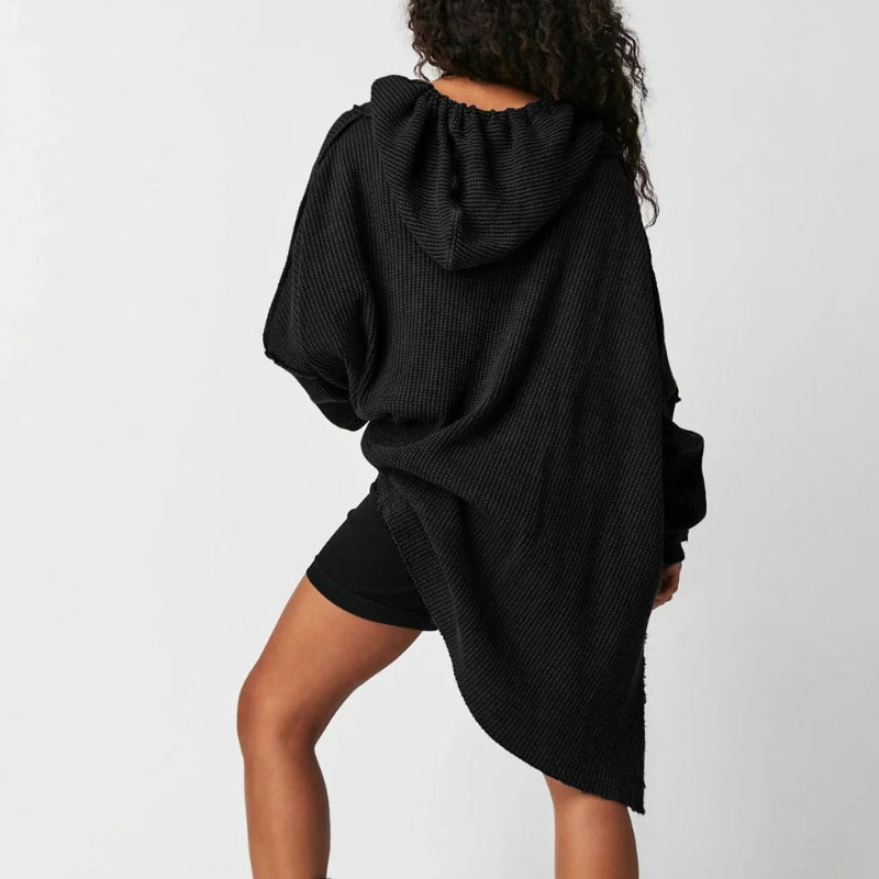 Pull à capuche en maille gaufrée pour femmes