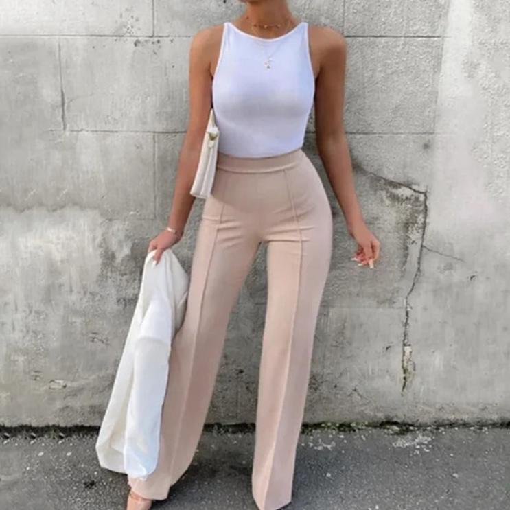 Pantalon Évasé à Taille Haute pour Femme | Idéal pour le Bureau et les Sorties Décontractées