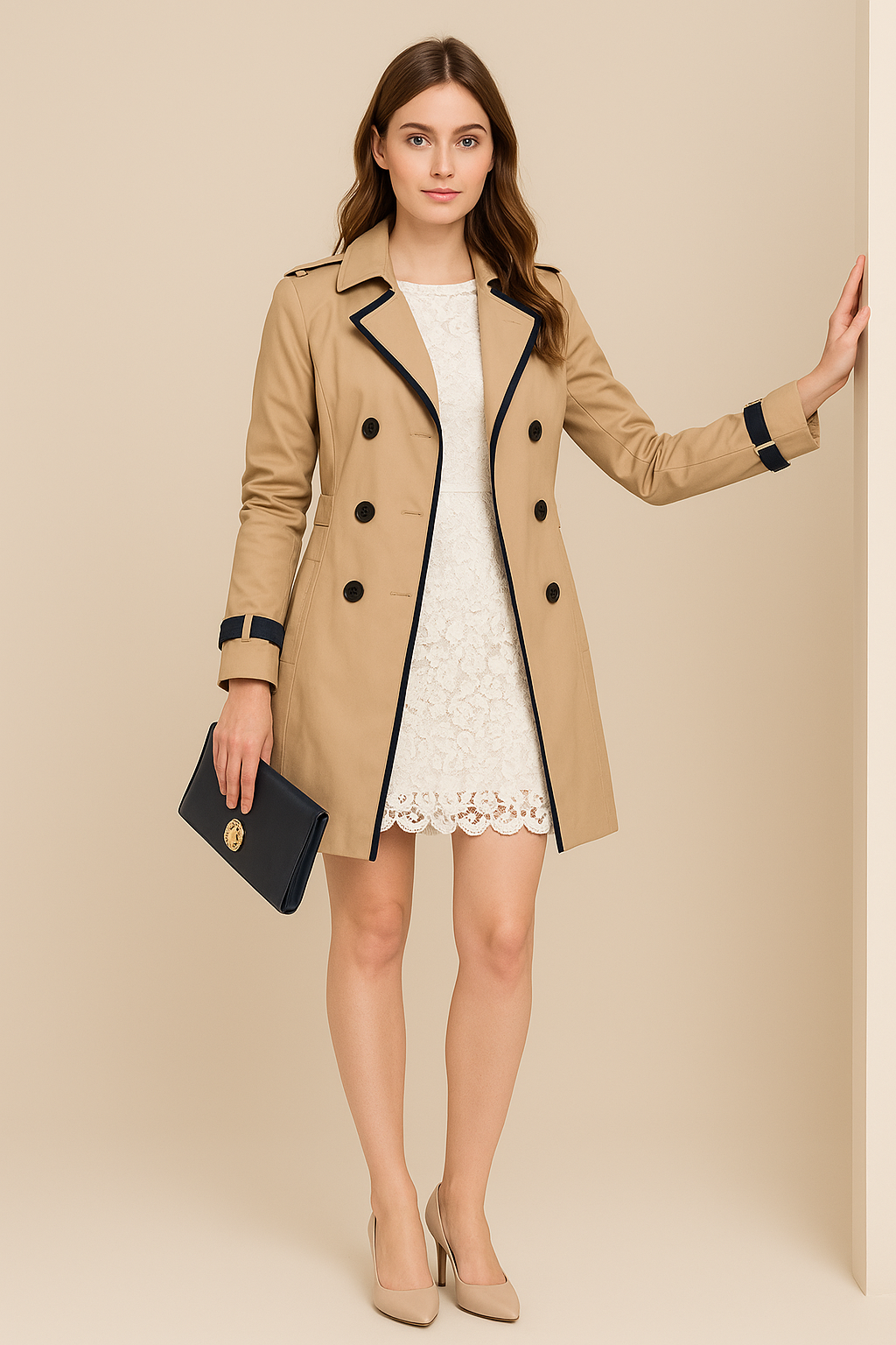 Trench Coat à Double Boutonnage avec Ceinture Ajustable pour Femmes | Idéal pour l’Automne et l’Hiver
