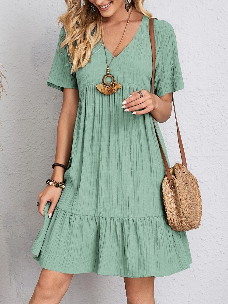 Robe d'Été avec Col en V et Coupe Ample pour Femme | Idéal pour les Journées Décontractées