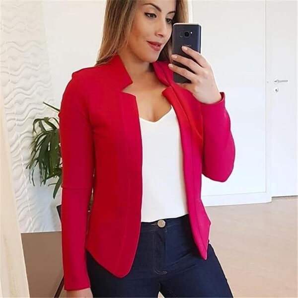 Blazer Uni À Manches Longues Pour Femme | Idéal Pour Le Travail Et Un Usage Quotidien