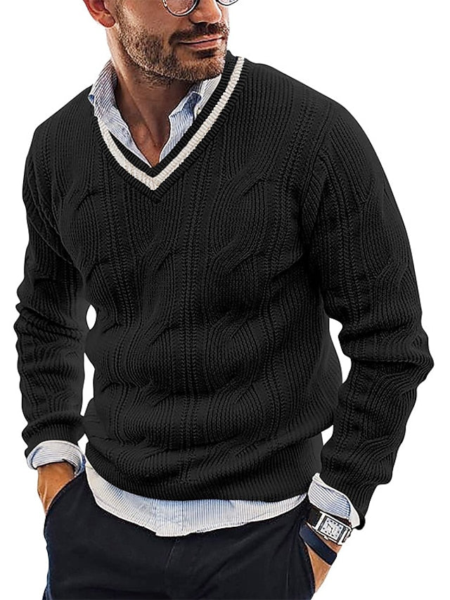 Pull à Manches Longues avec Col Classique pour Homme | Idéal pour Bureau et Hiver