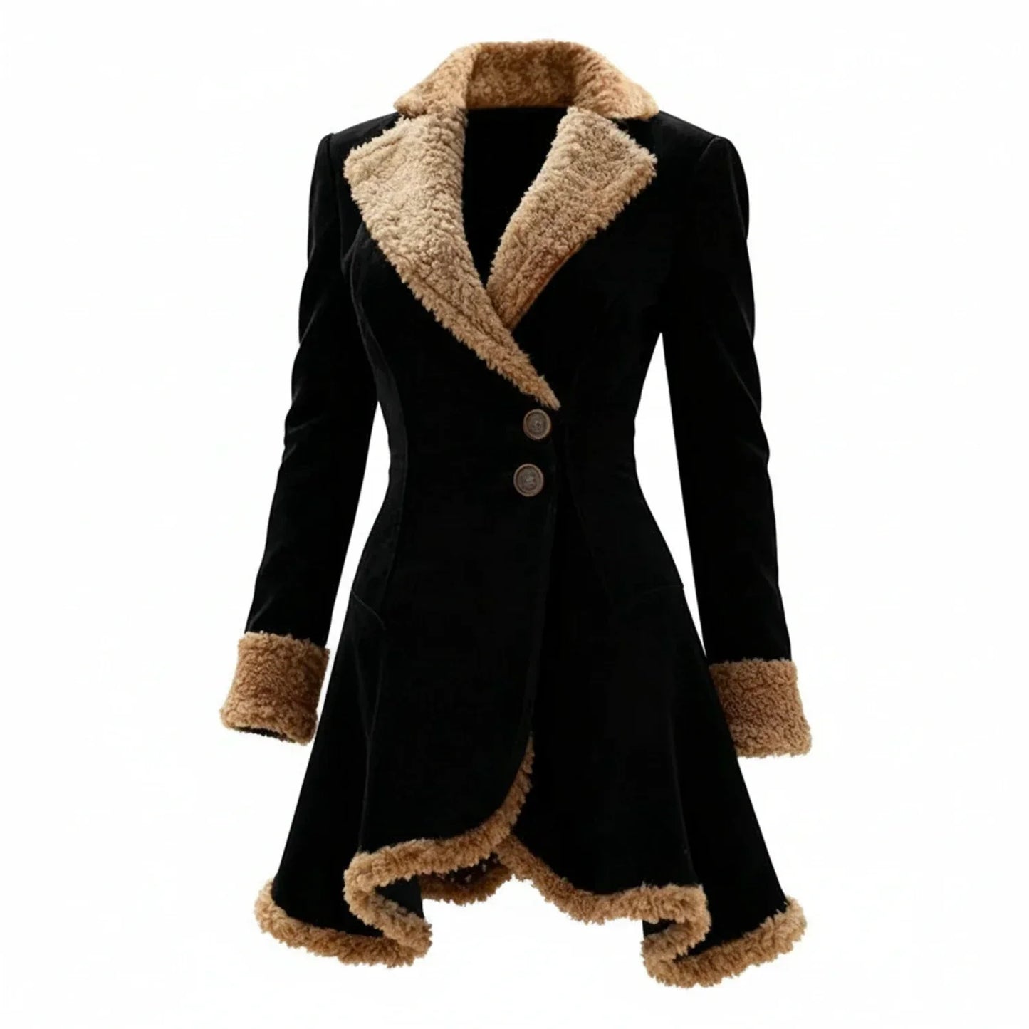 Manteau court à col fourré pour femmes