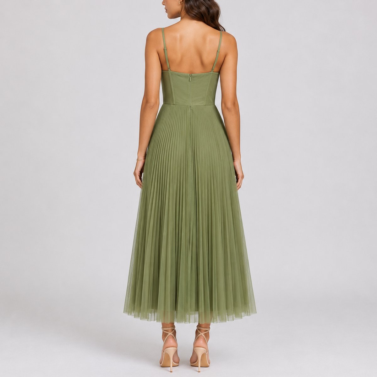 Robe Midi Avec Corsage Style Corset Et Jupe Plissée Pour Femme | Idéale Pour Les Cérémonies Et Les Réceptions