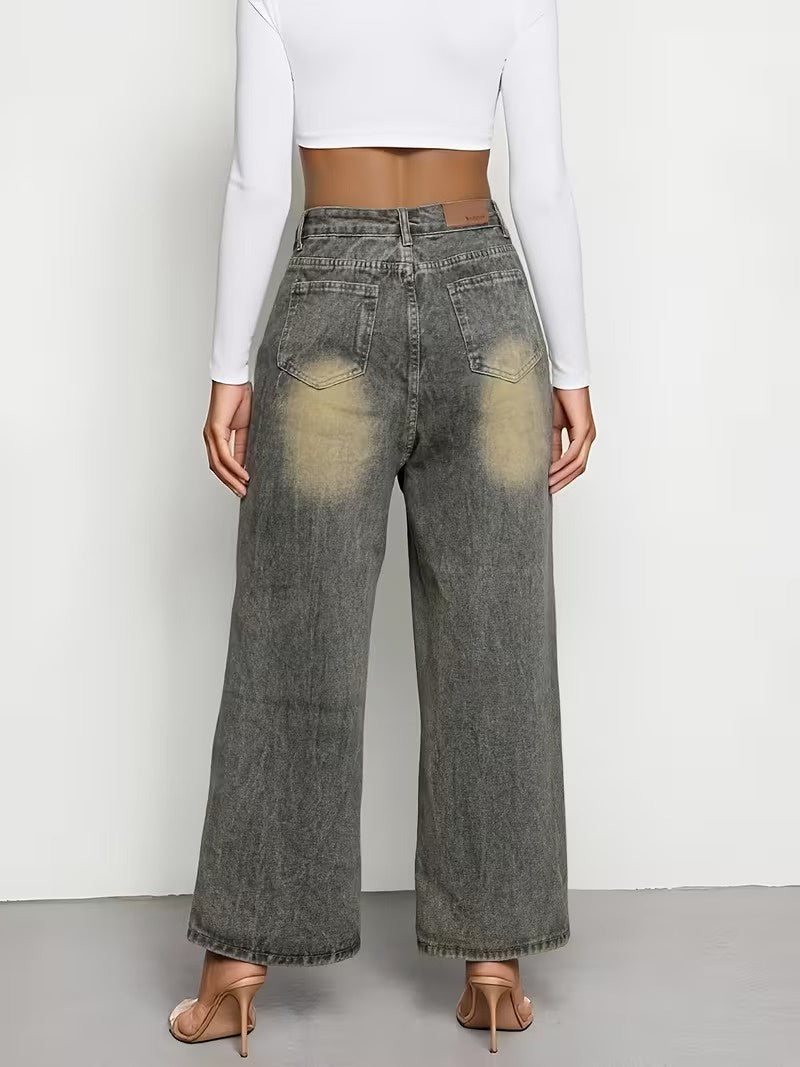 Pantalon taille haute jambe large pour femmes