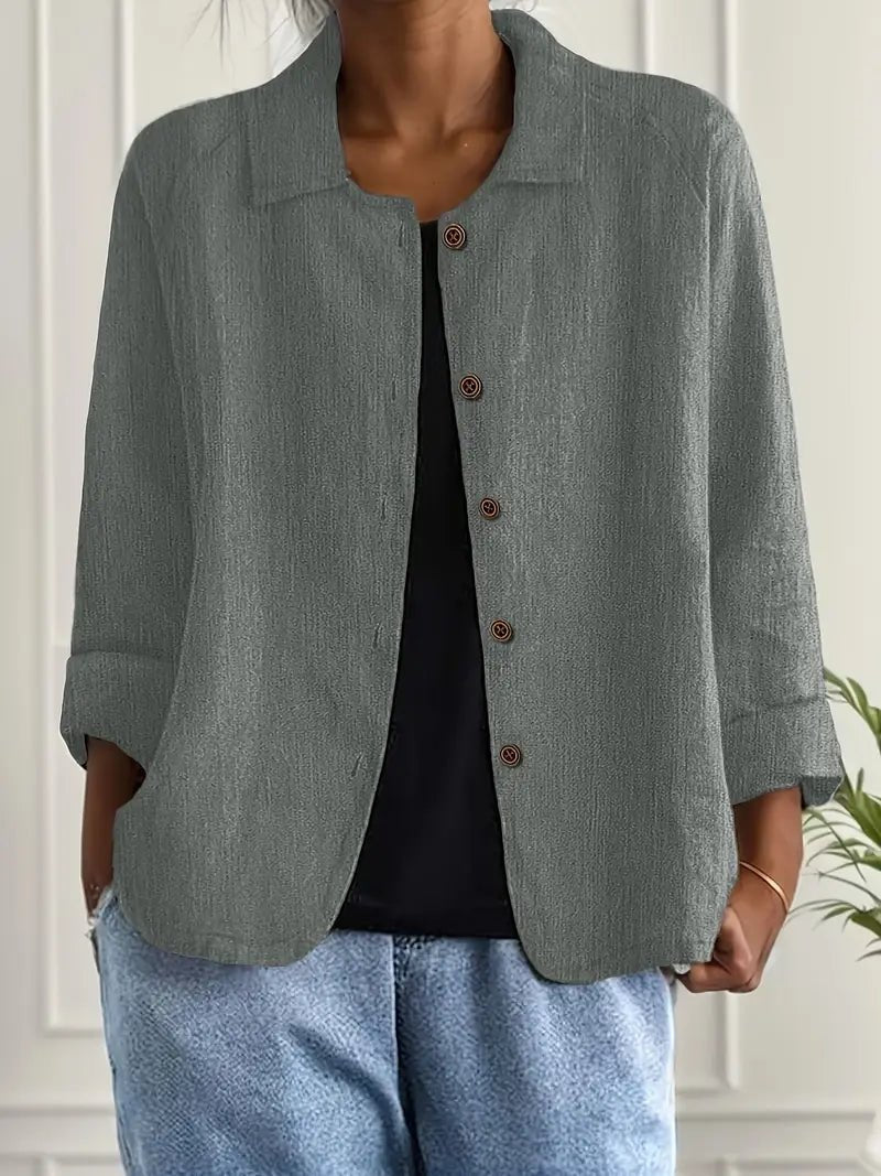 Veste Chemise Femme À Col Rabattu Et Manches Longues | Ideal for Mi-saison