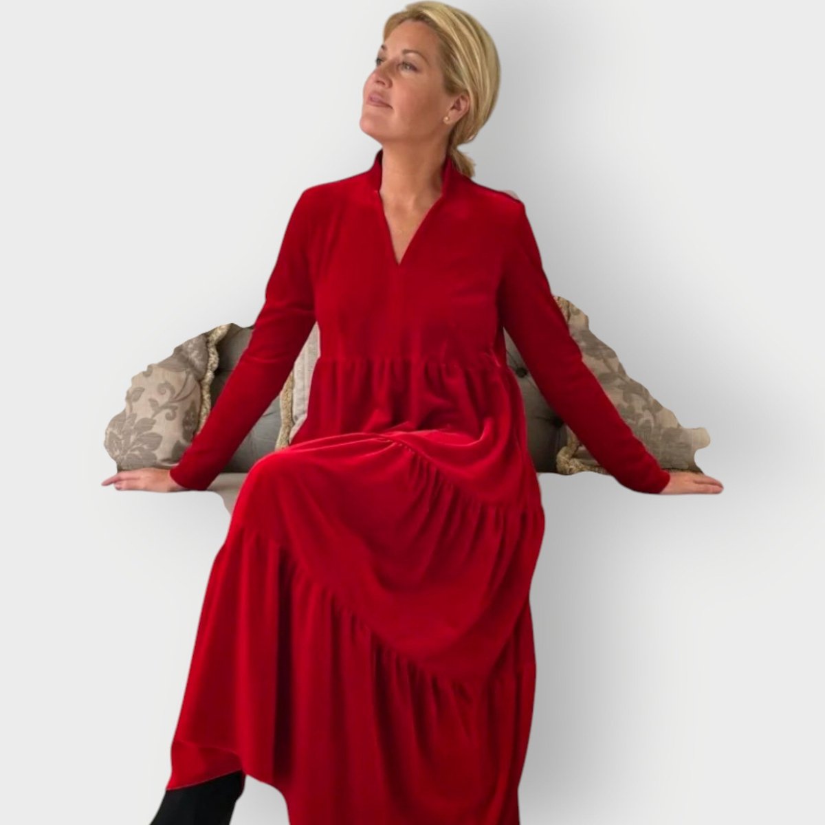 Robe Maxi À Col Montant Avec Encolure en V Pour Femme | Idéale Pour Les Occasions Habillées