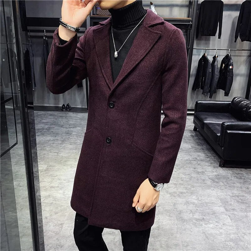 Manteau Long avec Fermeture Boutonnée pour Homme | Idéal pour L’Automne Et L’Hiver