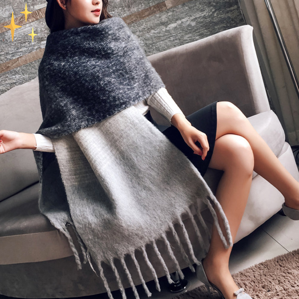 Écharpe à Carreaux avec Franges pour Femme | Idéale pour la Saison Froide