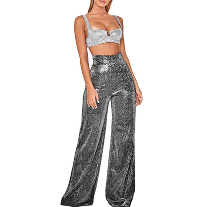 Pantalon Évasé à Taille Haute pour Femme | Idéal pour les Soirées et les Sorties Quotidiennes