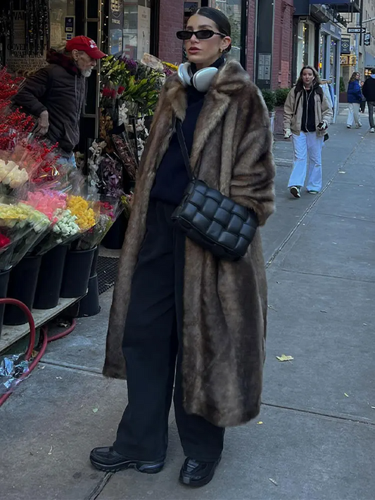 Trenchcoat long à col revers pour femmes