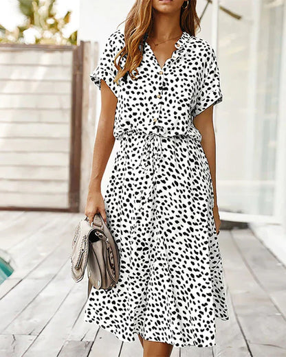 Robe Midi À Motif À Pois Avec Taille Cintrée Pour Femme | Idéale Pour Les Événements Décontractés