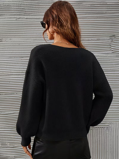 Pull À Col V Avec Coupe Ample Et Épaules Tombantes Pour Femme | Idéal Pour Toutes Les Saisons