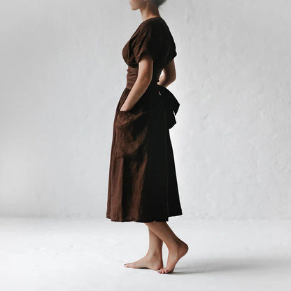 Robe Midi Portefeuille Avec Lien À Nouer Pour Femme | Idéale Pour Les Journées Décontractées
