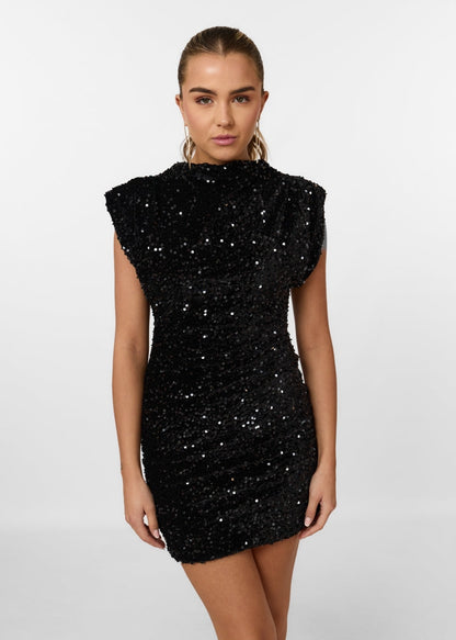 Robe Mini à Paillettes avec Épaules Rembourrées pour Femme | Idéale pour les Soirées et Événements Festifs