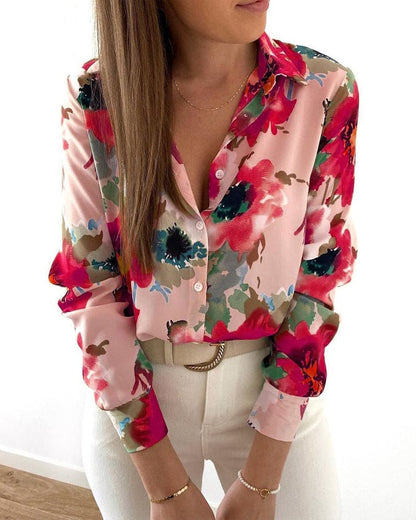 Blouse à Manches Longues avec Imprimé Floral pour Femme | Idéal pour Mi-Saison