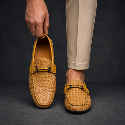Mocassin tressé avec ornement métallique pour hommes | Idéal pour les sorties en journée