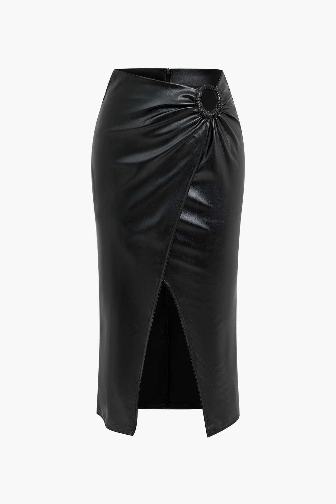 Jupe Midi Taille Haute Avec Drapé Et Fente Asymétrique Pour Femme | Idéale Pour Le Quotidien Et Les Soirées Planifiées