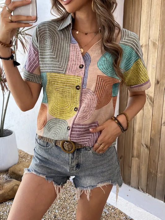 Chemisier Imprimé À Manches Courtes Pour Femme | Idéal Pour Un Usage Quotidien