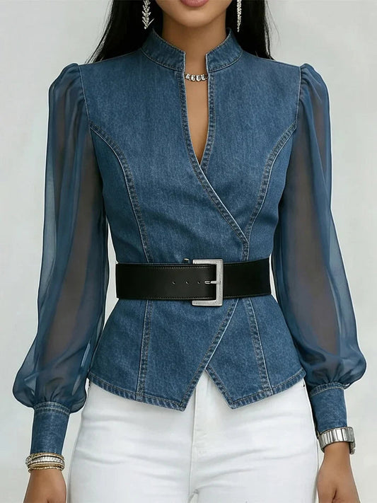 Blouse Croisée Avec Coupe Structurée Et Ceinture Pour Femme | Idéale Pour Occasions Quotidiennes Et Sorties