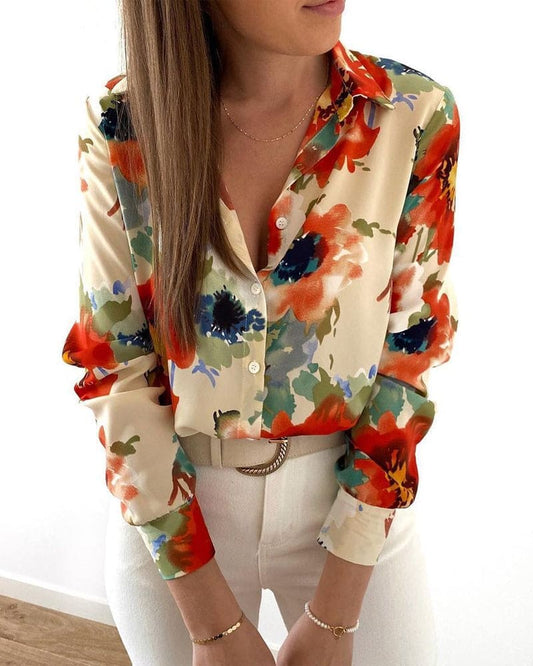 Blouse à Manches Longues avec Imprimé Floral pour Femme | Idéal pour Mi-Saison